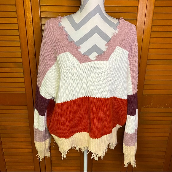 Tops - NWOT DISTRESSED SWEATER